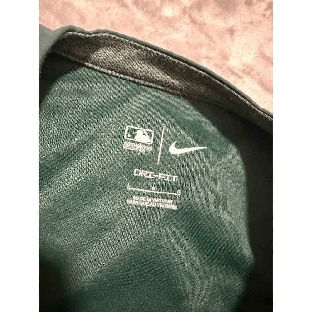 Nike Oakland Athletics MLB Pullover Mens Large Green Dri-Fit Quarter Zip Jacket